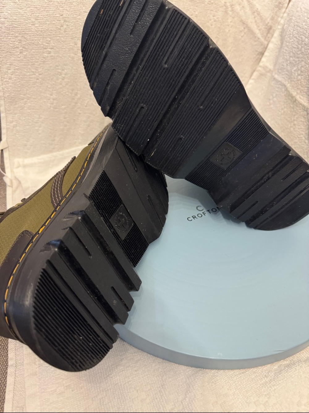 Dr. Martens Tarik Olive Green and Brown Lace-Up Combat Boots - Picture 6 of 6